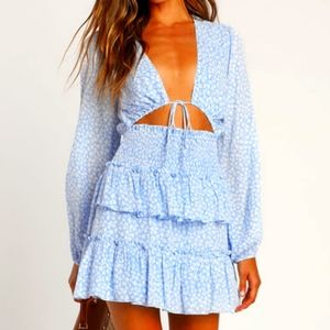 Lulu's Floral Print Ruffle dress